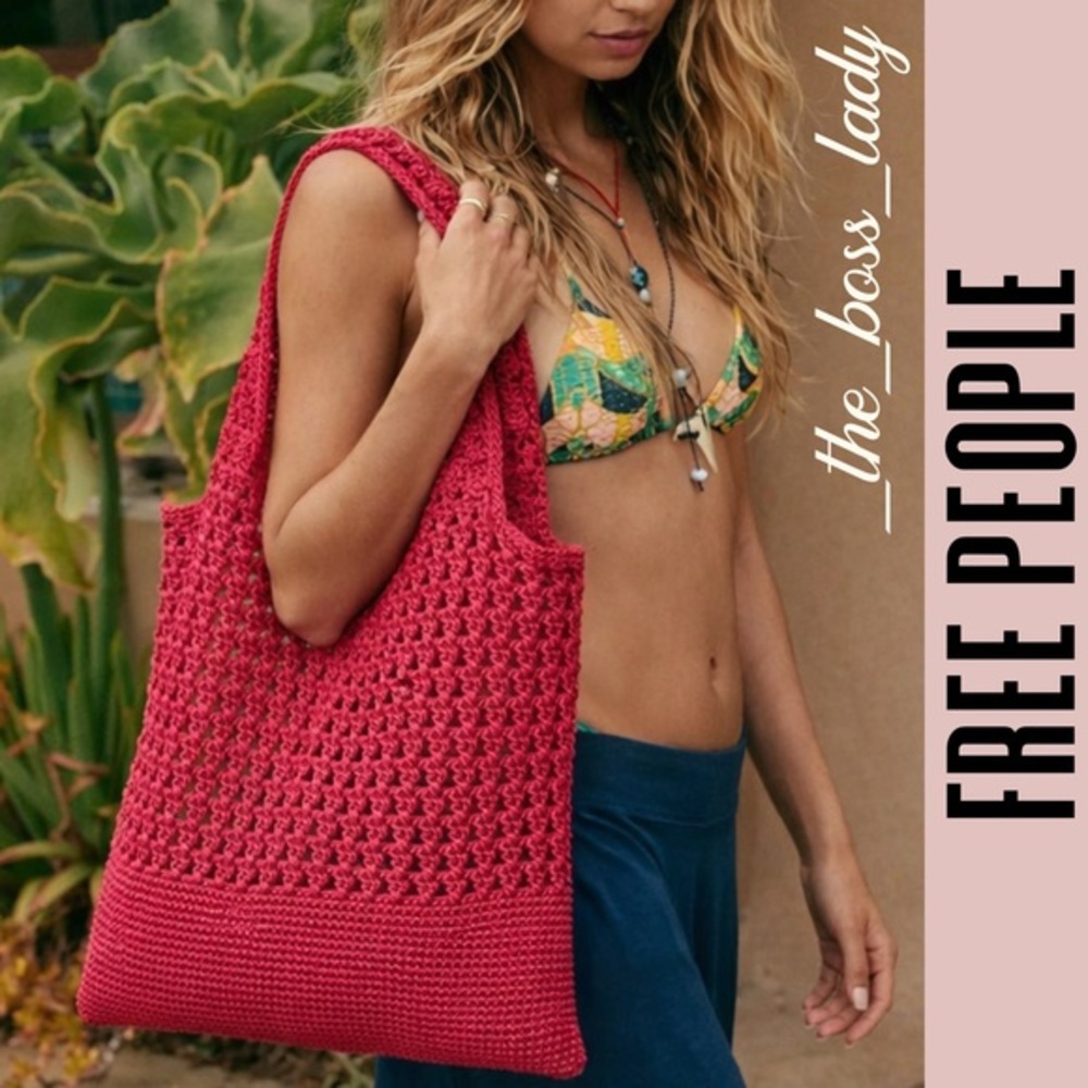 Free People bag open knit shoulder bag crochet tote